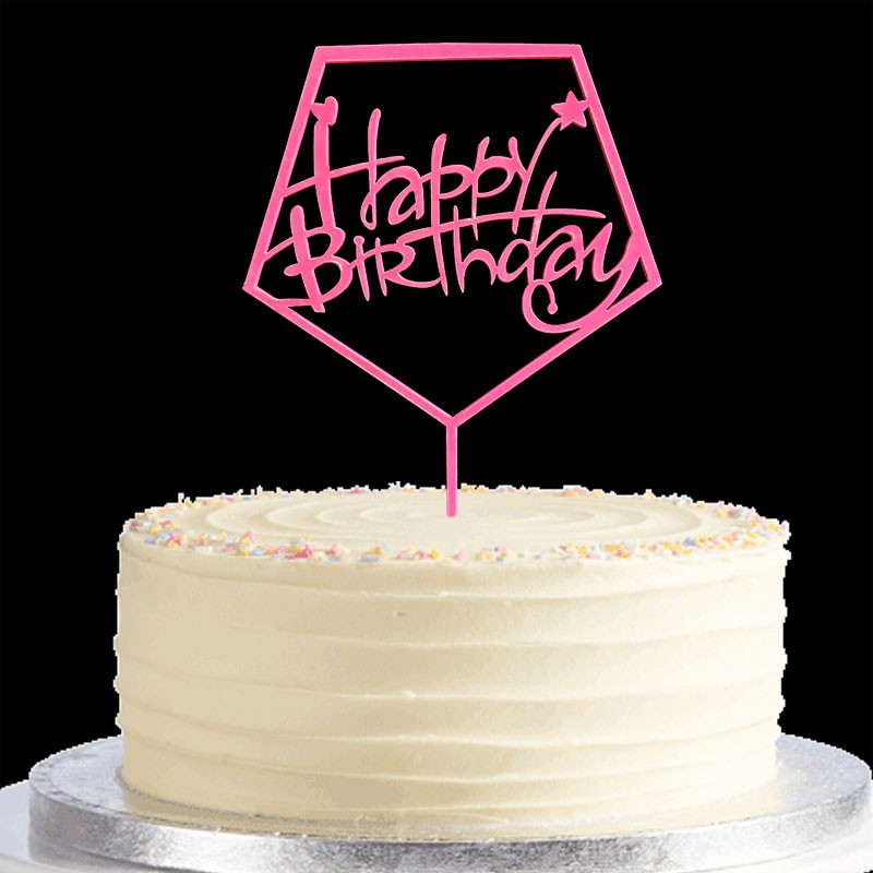 Hot Pink Hearts Acrylic Birthday Cake Topper