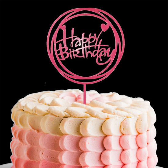 Hot Pink Round Acrylic Birthday Cake Topper