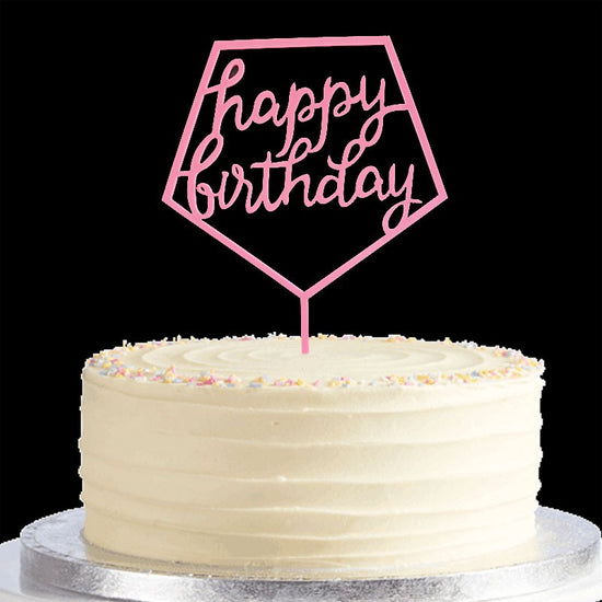 Hot Pink Pentagon Acrylic Birthday Cake Topper