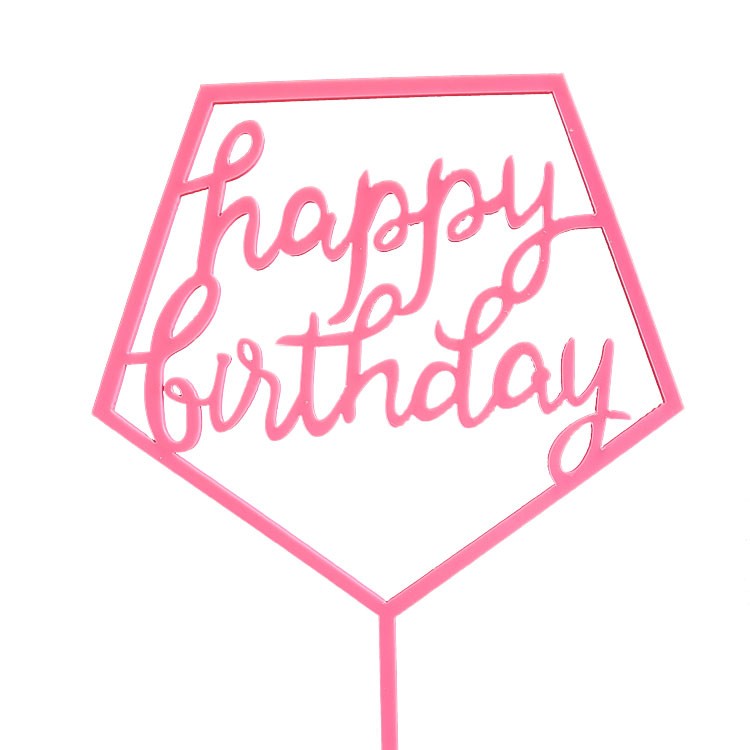 Hot Pink Pentagon Acrylic Birthday Cake Topper