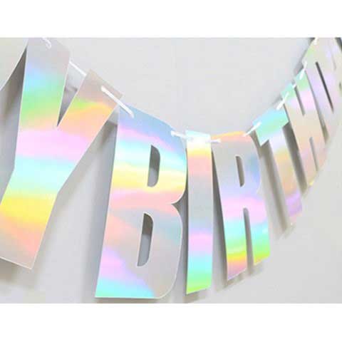 Iridescent Happy Birthday Banner is what you need for a mermaid theme party
