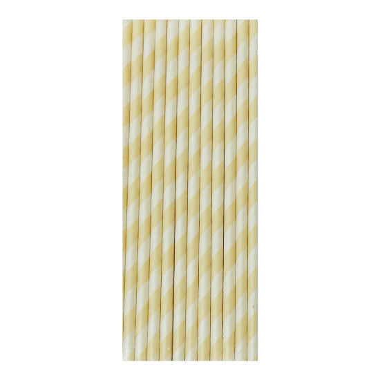 Ivory Stripes Paper Straws (25pc)