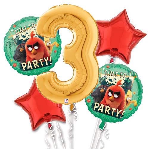 Jumbo Number Angry Birds Balloon Bouquet