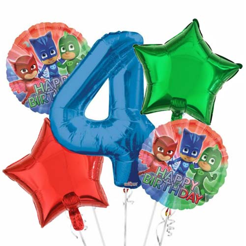 Load image into Gallery viewer, PJ Masks Jumbo Number Balloon Bouquet.
