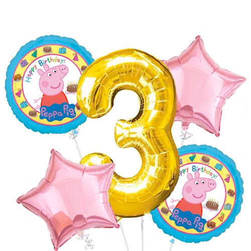 Peppa Pig Jumbo Number Balloon Bouquet.