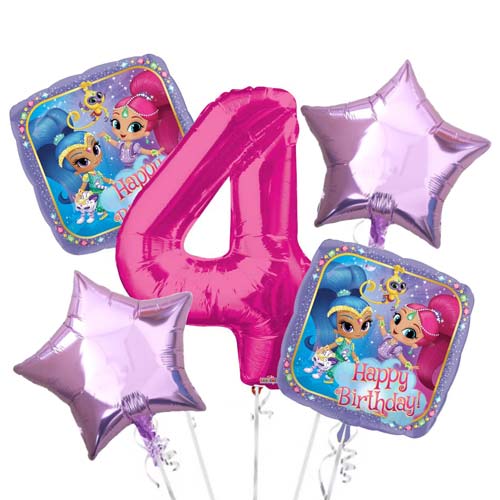 Load image into Gallery viewer, Shimmer &amp;amp; Shine Jumbo Number Balloon Bouquet.
