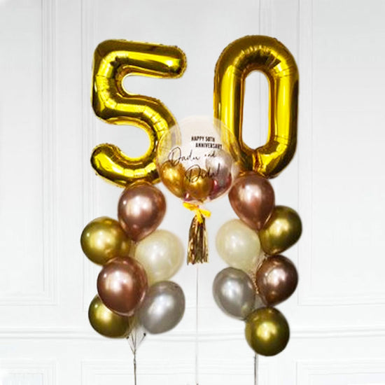 Jumbo Number epics the great 50th Birthday with a customised bubble for a heart felt personalised message.