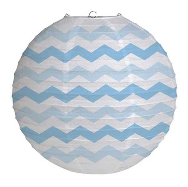 Load image into Gallery viewer, Light Blue Chevron Paper Lantern - Have a elaborated and outstanding party decoration to have for your party event. Put up these captivating chevron stripes paper lanterns with some balloons, pompoms with matching colours and have a fascinating party decoration.
