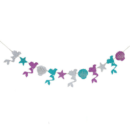 Mermaid Cutouts Decoration Banner in shimmering and glittering materials.