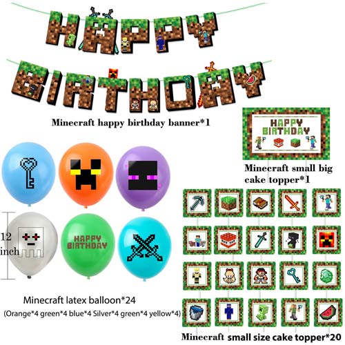 Minecraft online games theme birthday party decoration kit at wholesale price.