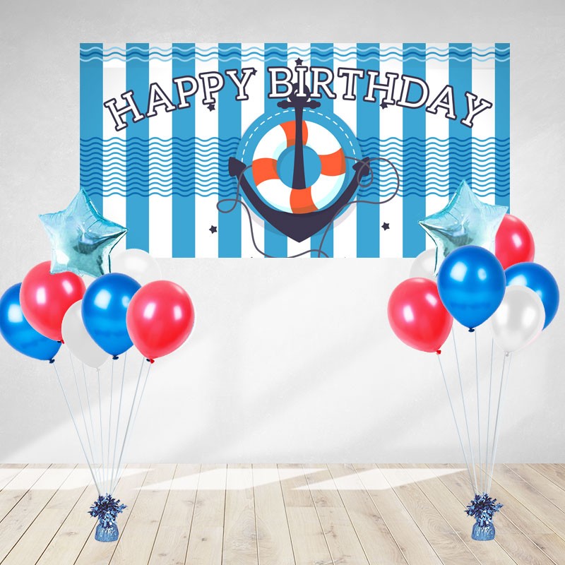 Nautical Birthday Banner & Balloon Bundle  Helium Balloon Singapore – Kidz  Party Store