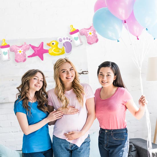 Celebrating the arrival of Sarah's baby girl, and these balloon garlands are great!
