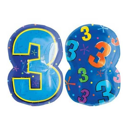 20" Number 3 Junior Shape Birthday Balloon