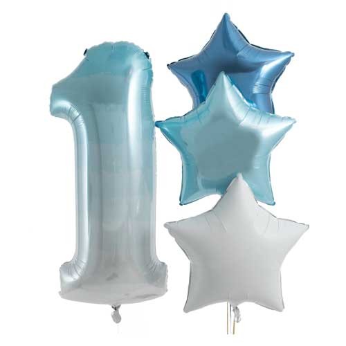 Ombre Blue Number 1 Balloon Set for the first birthday decoration.