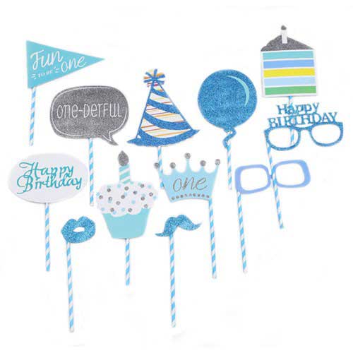 Onederful Boy Glitter Photo Props