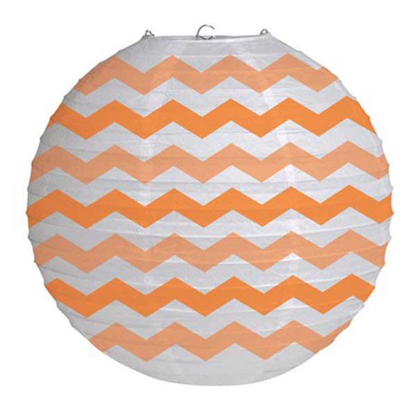 Orange Chevron Paper Lantern - Have a elaborated and outstanding party decoration to have for your party event. Put up these captivating chevron stripes paper lanterns with some balloons, pompoms with matching colours and have a fascinating party decoration.