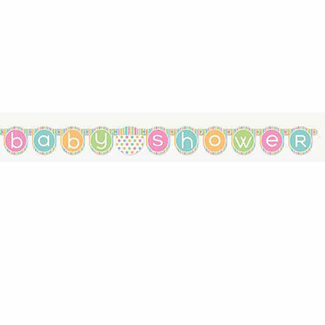 Do a loud declaration at your newborn's party with this pastel coloured jointed Banner with the words "BABY SHOWER".