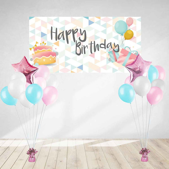 Pastel Birthday Banner & Balloon Bundle