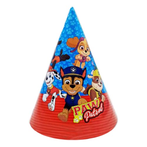 Party Cone Hats featuring Chase, Marshall and Rubble. Package includes 6 Paw Patrol party cone hats (with elastic chin straps).