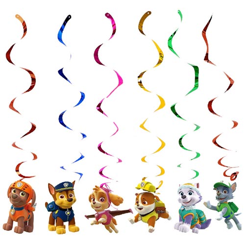 Paw Patrol Swirl Decoration set to be hung from the ceiling.
