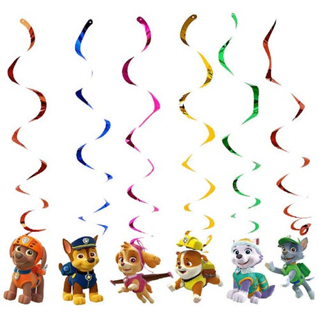 Paw Patrol Swirl Decoration set to be hung from the ceiling.