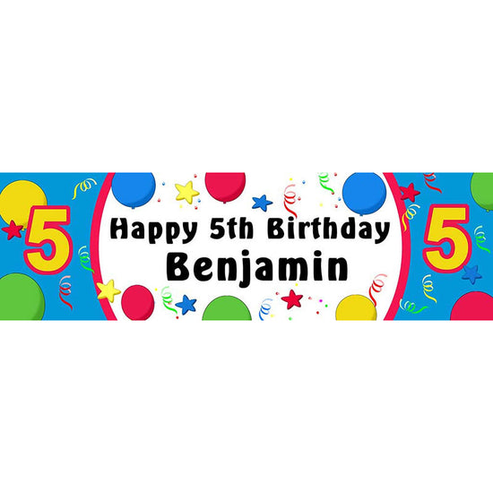 Personalized Balloons & Streamers Birthday Banner