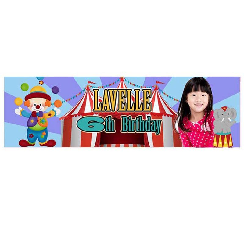 Get into Circus action at the Big Top with a customised banner with the birthday star's photo in it. Great for cake cutting sessions.