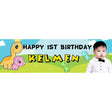 Celebrate the Jurassic World style party with this banner with your photo and filled with all the cute dinosaurs.