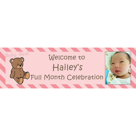Print a banner with your baby girl's photo on it and customise a special message for the backdrop decoration. Print it out in 7 days.
