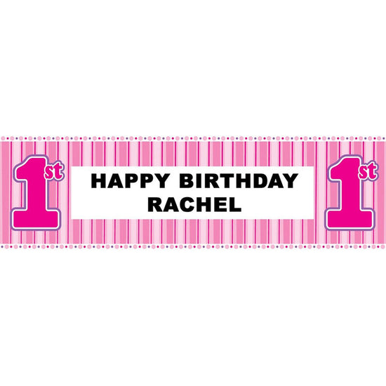 Lovely pink striped banner to celebrate Rachel's 1st birthday party in the most remarkable way. We liked the banner's greaat quality!