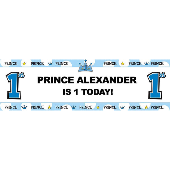 Specially printed PVC banner for the little prince's 1st birthday party.