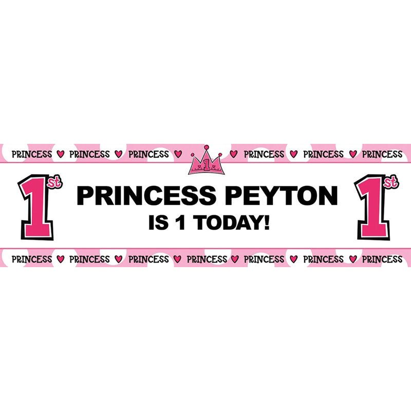 Celebrate your little princess 1st birthday with a customised printed banner with her lovely name and a message of blessing!