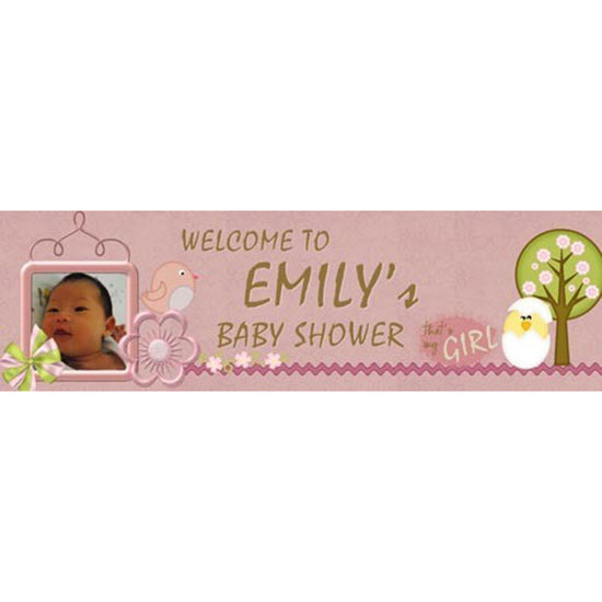 Sweet Baby Banner with photo in light pink shades to celebrate the 100 Days or Full Month of your little sweetheart's new arrival.