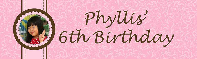 Elegantly Pink Banner with lovely paisley design and classic fonts. Add on banner for a personalised backdrop.