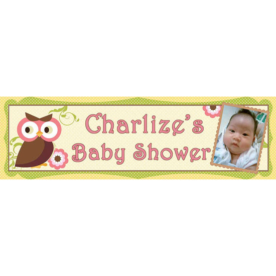 Customized photo banner with pink tint on the owl.