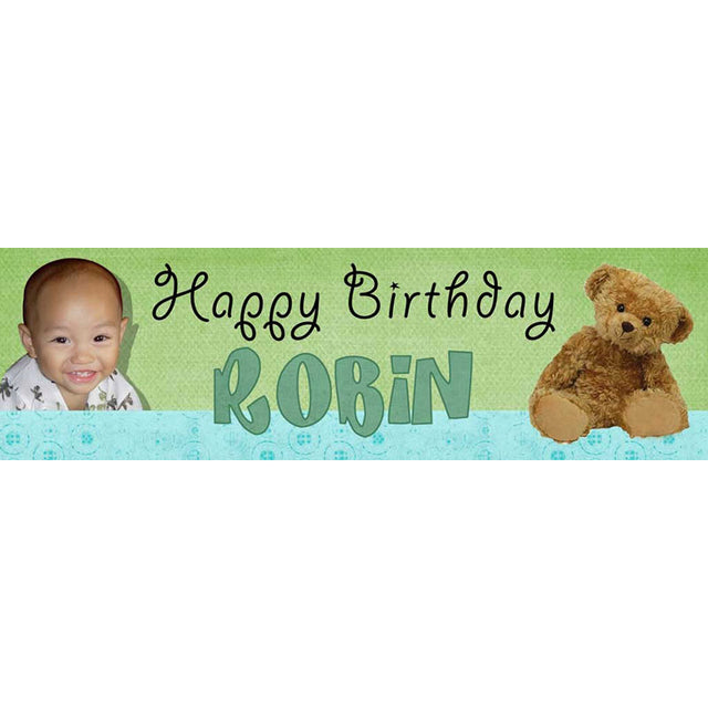 Cute Teddy Bear photo banner for birthday backdrop.