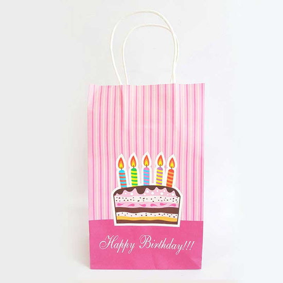 Pink Birthday Cake Paper Gift Bags