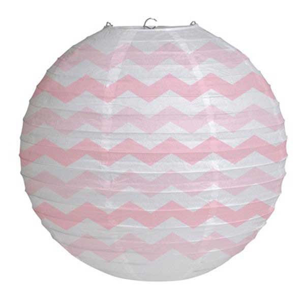 Load image into Gallery viewer, Light Pink Chevron Paper Lantern - Have a elaborated and outstanding party decoration to have for your party event. Put up these captivating chevron stripes paper lanterns with some balloons, pompoms with matching colours and have a fascinating party decoration.

