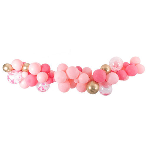 Pink Princess themed balloon garland for backdrop decoration.
