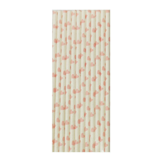Pink Hearts Paper Straws (25pc)