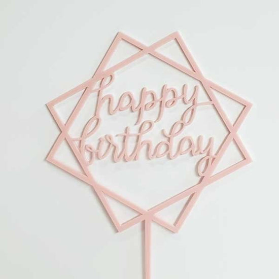 Pink Hexagon Acrylic Birthday Cake Topper