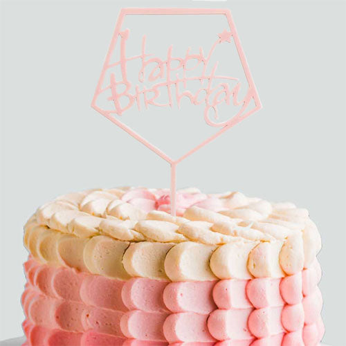 Pink Pentagon Acrylic Birthday Cake Topper