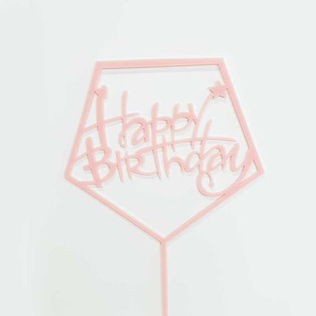 Pink Pentagon Acrylic Birthday Cake Topper