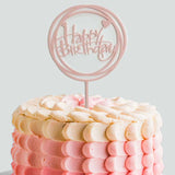 Pink Round Hearts Acrylic Birthday Cake Topper