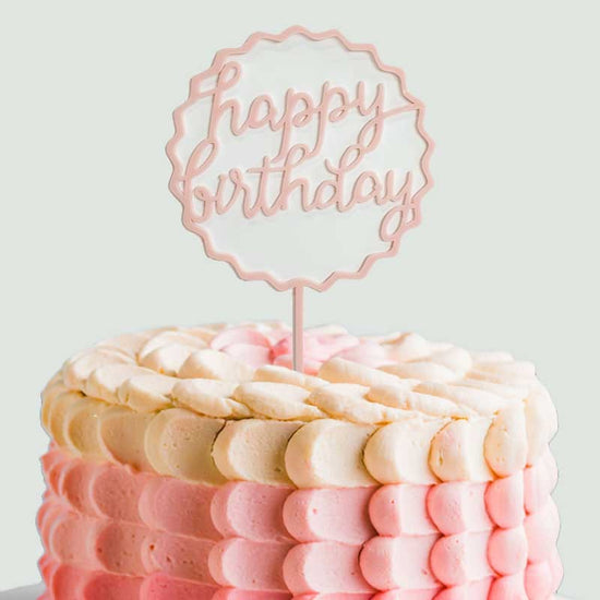 Pink Scallop Acrylic Birthday Cake Topper