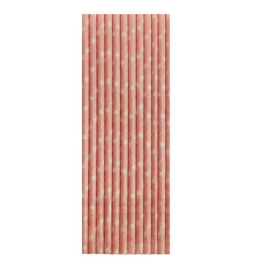 Pink Stars Paper Straws (25pc)