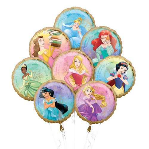 Disney Princess Balloon bouquet that features each of the princesses in.every single balloon.