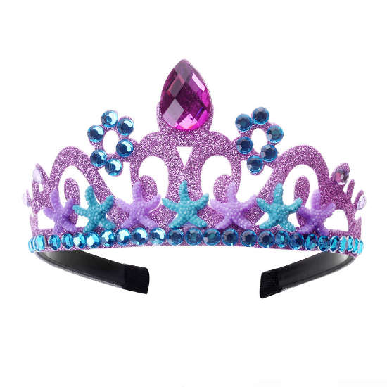 Load image into Gallery viewer, Purple mermaid style princess tiara for birthday girl.
