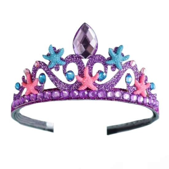 Load image into Gallery viewer, Lovely princess tiara with purple glitter and star fish
