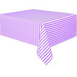 Purple striped table cover used here to contrast with the rest of the lovely pink decoratoins.